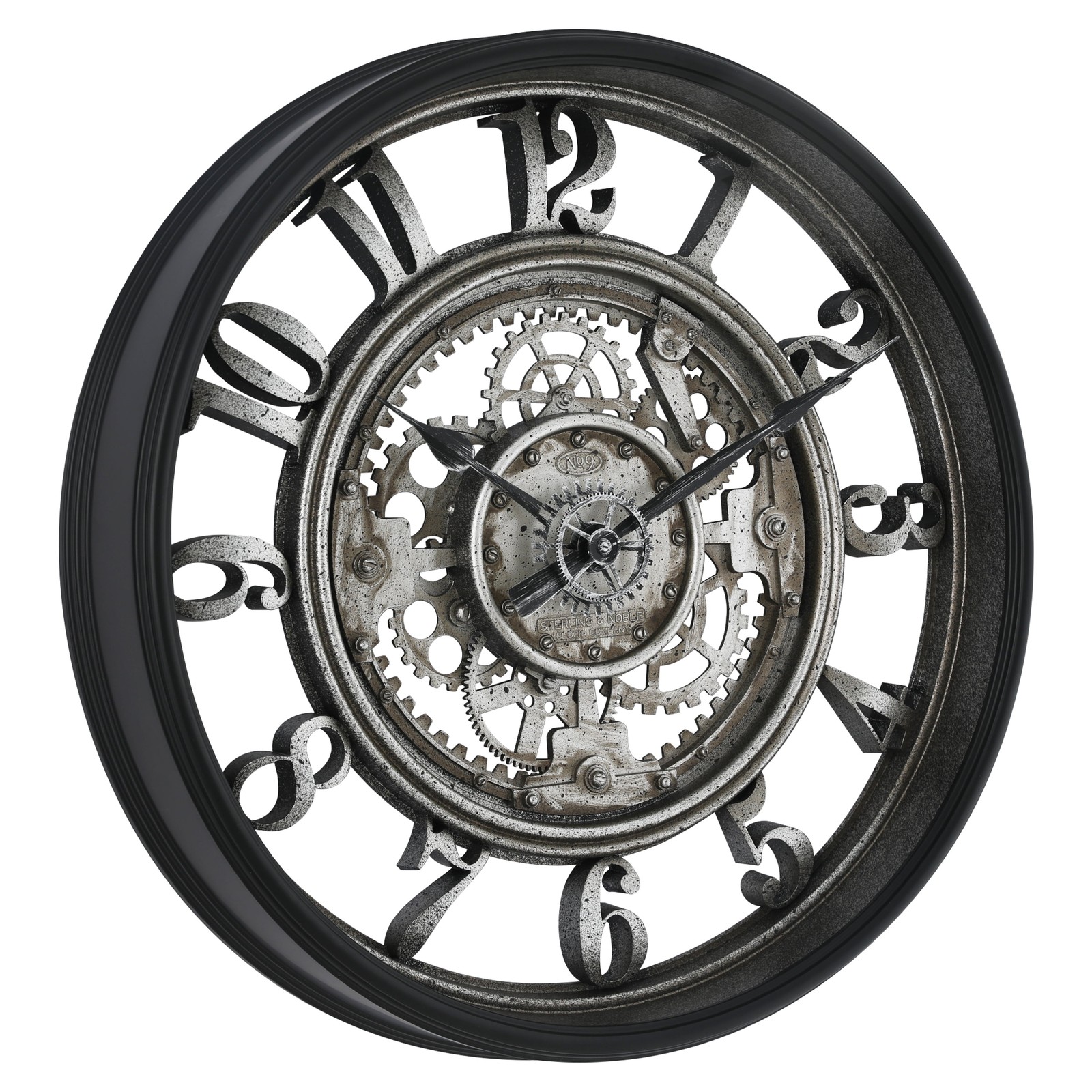 Better Homes & Gardens 20" Indoor Rustic Metal Arabic Moving Gear Analog Wall