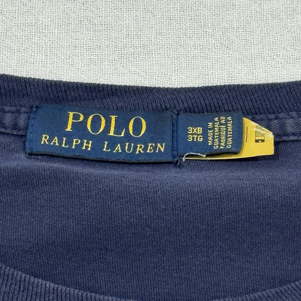 Polo Ralph Lauren Long Sleeve T-Shirt Men’s 3XB Navy Blue POLO Spell-Out READ - Image 4 of 4