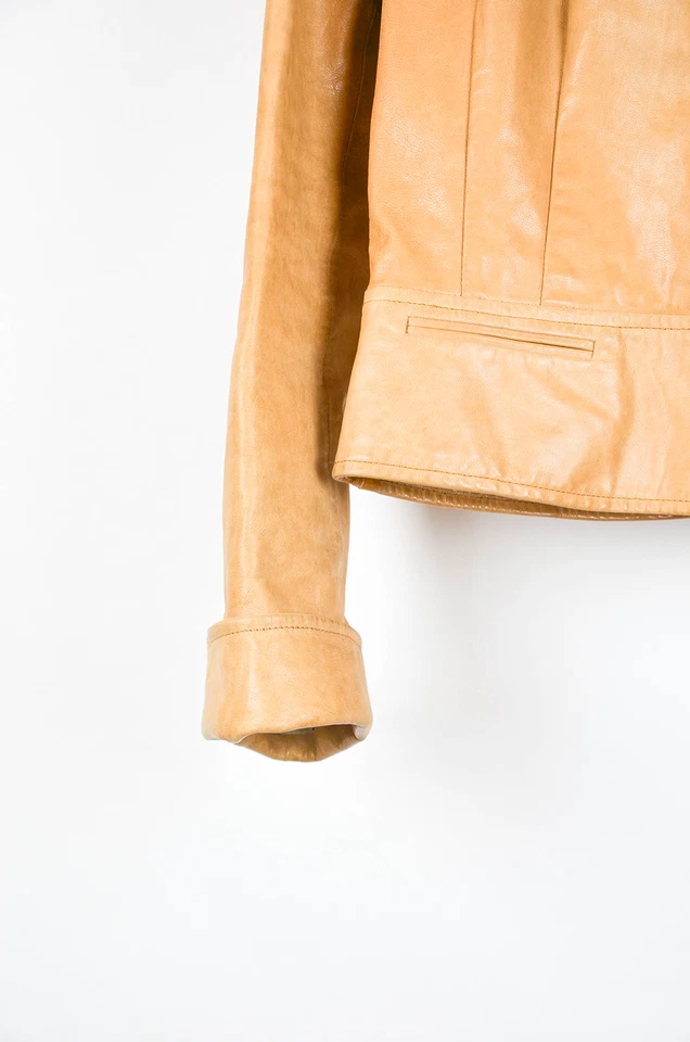 Ralph Lauren 棕褐色皮革夹克 – 经典拉链摩托风格 – L 码 — 第 4/4 张图片