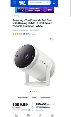 Brand New - Samsung Freestyle Gen 2 Smart Portable Projector w/ Gaming Hub!!
