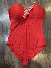 MATILDA JANE Enchanted Garden Poolside Party One-Piece Swimsuit Red Sz XL Retro