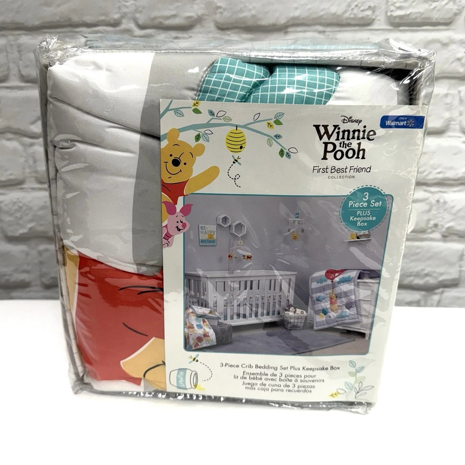 Disney Winnie The Pooh Primer Mejor Amigo Juego de 3 Piezas Cuna Infantil Nuevo Foto 2 de 4