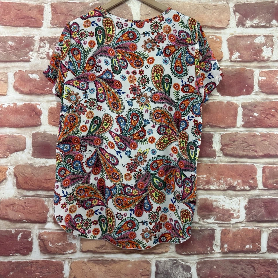 Camisa Spense Top Mujer Grande Multicolor Boho Floral Cachemira Abstracta Alta Baja Foto 4 de 4