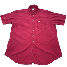 Vintage Carhartt Shirt Men Large Red Button Up Duck Canvas Faded Work Wear 90s 
