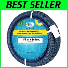 Professional 1-1/2” x 36' Pool Vacuum Hose with Kink-Free Swivel Cuff