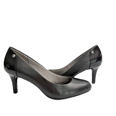 LifeStride Black Pumps 8.5M Soft System Flex Round Toe Comfort Career Work Heels