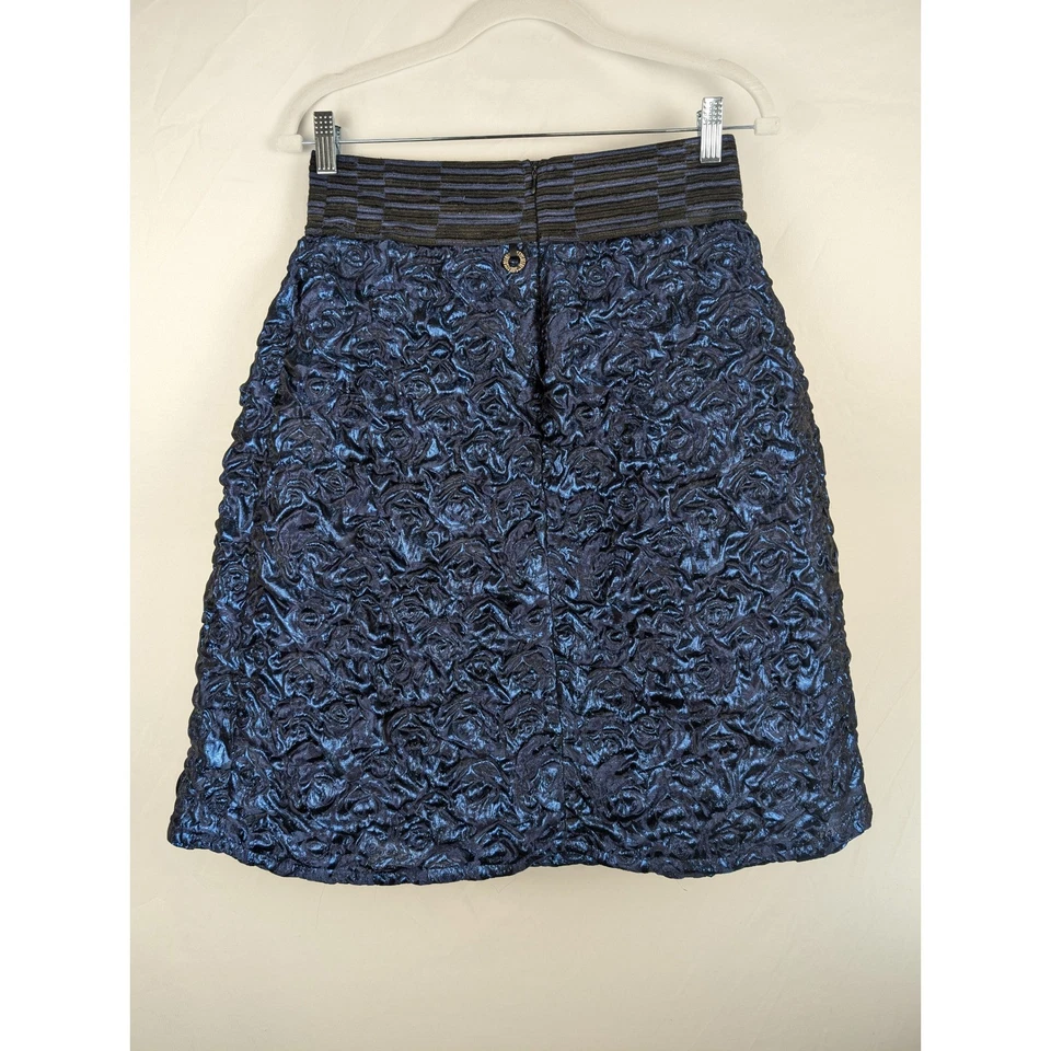 Спасите королеву! Темно-синяя розовая парчовая юбка L темно-романтическая прихотливая готическая - Изображение 4 из 4