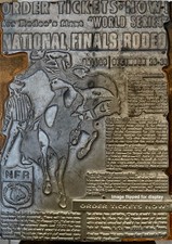 1959 National Finals Rodeo ORIGINAL Printing Plate, Dallas Morning News, 1st NFR