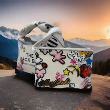 AUTH NWT MARC JACOBS The Mini Sack Sticker Pebbled Leather Bag In Multi  ~NEW~