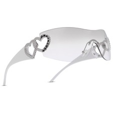 Pro Acme Y2K Wrap Around Rimless Medium, A1 - White Frame | Silver Lens