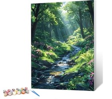 Scenery Landscape Paint by Numbers for Adults Beginners DIY Green Canvas Art New