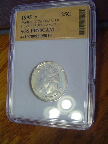 1995 S 25C Silver Washington Quarter Proof SGS PR70CAM