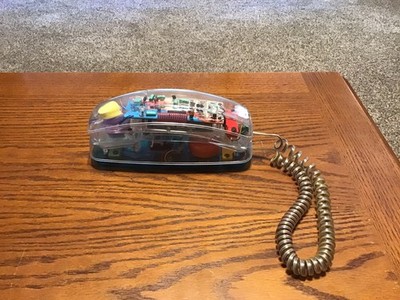 80s Retro Clear Neon Blue Unisonic 6900 Novelty See Through Telephone Phone