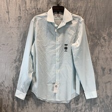 Calvin Klein Men's Button Up Shirt M Mint Green Steel  Slim Fit Stretch 34/35