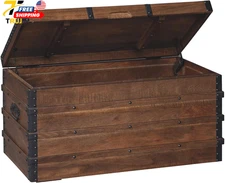 Kettleby Vintage Wood Storage Trunk or Coffee Table with Lift Top 19" Brown