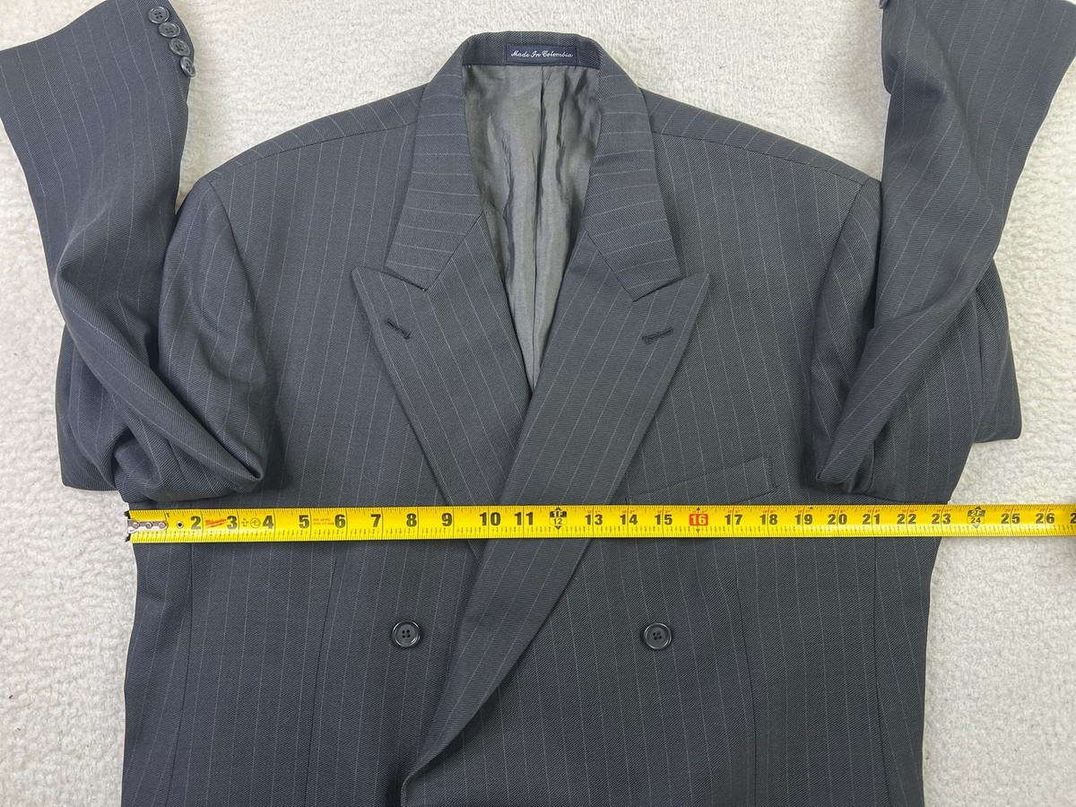 ペリーエリス　ブラック　ベルト Perry Ellis Portfolio Blazer Mens 46L Pinstripe Wool Double