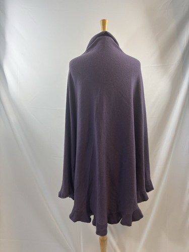 Black Goat Cashmere Purple Wrap Cape with Ruffle Trim - Picture 4 of 5