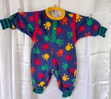 Vintage 1994 Newborn Gymboree Paw Print Romper / Rainbow Tag