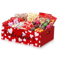 Large Day Candy Bowls Wooden Candy Box 11.8 Inchs Serving Dishes Valentine Red