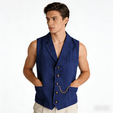Men's Tweed Vest Herringbone Wool Blend Vintage Formal Vest S-3XL