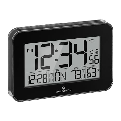 Crystal Framed Atomic Wall Clock, Black - Large, 7.5-Inch Display - AM/PM or - Picture 2 of 7
