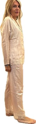 Lormar Damen Schlafanzug Satin Satin vorne offen Schnitt Herren Art SAT651816