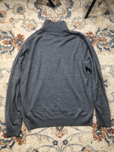 Gap Sweater Mens Large Gray Extra Fine Merino Wool Half Zip Pullover Lightweight - Picture 9 of 9