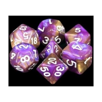 Foam Brain Dice Poly Set - Puce w/White (7) New