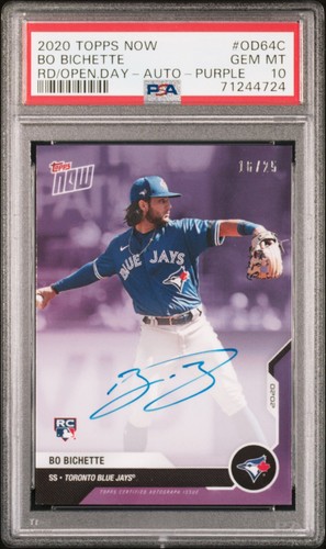 2020 TOPPS NOW ROAD TO OPENING DAY OD64C BO BICHETTE AUTOGRAPH-PURPLE PSA 10 /25