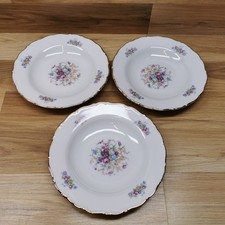 3 x Bohemia China Floral Bouquet 8.75" Rimmed Soup Bowls