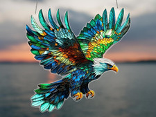 Eagle Suncatcher Window Stained Glass Effect Acrylic Window Ornament, Bird Decor