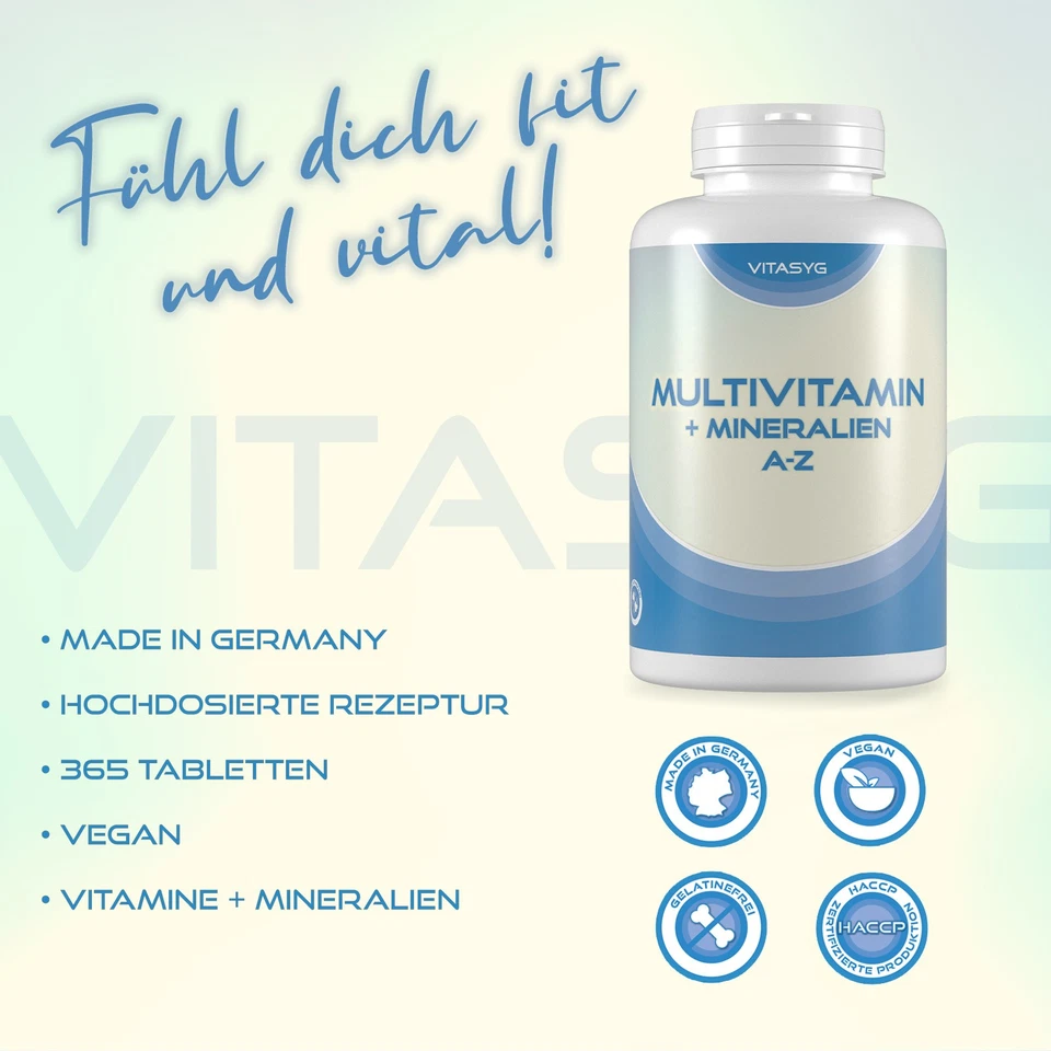 Multivitamine + Mineralien A-Z - 365 Tabletten Jahresvorrat Multivitamin vegan - Bild 3 von 4