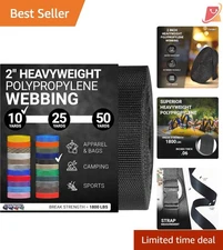 Heavy Duty Polypropylene Webbing 2X10Yard for Outdoor Gear Repair and Cargo