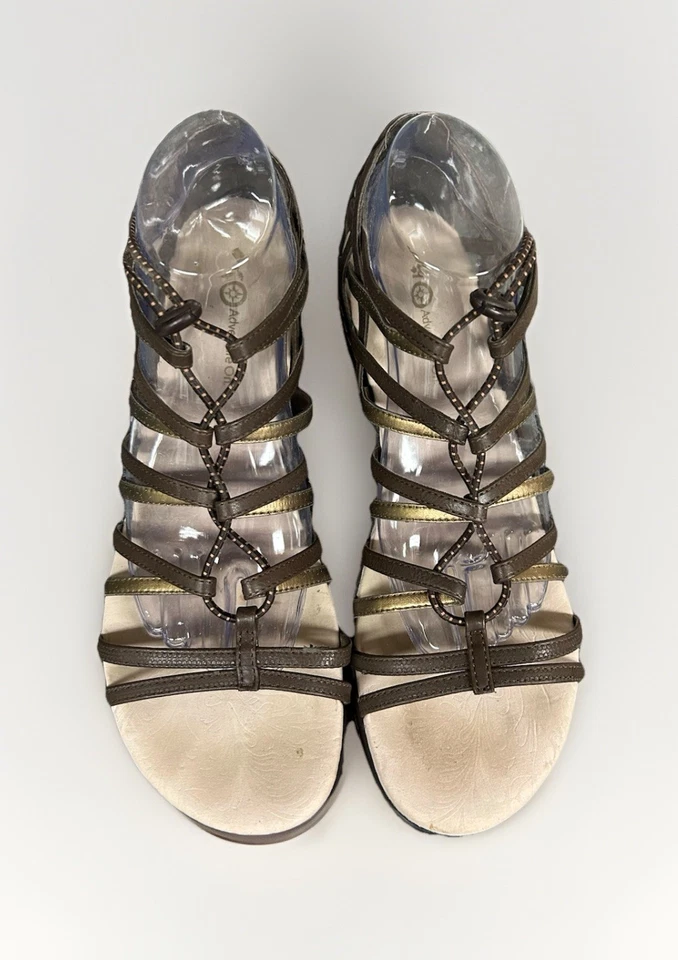 J-41 Mujer Sandalias Agustín Marrón Cuñas 11M Correa Ajustable Foto 3 de 4