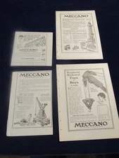 Vintage 1919 1920 & 1922 Meccano Toys Toy Ad Lot of 4     C285