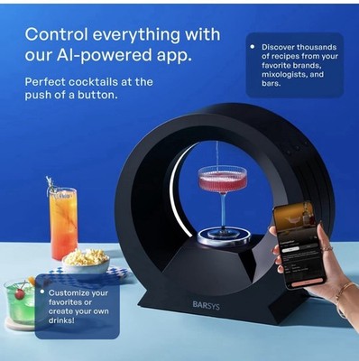 Barsys 360 Smart Cocktail & Mocktail Maker Machine -Black Sealed $375 MSRP