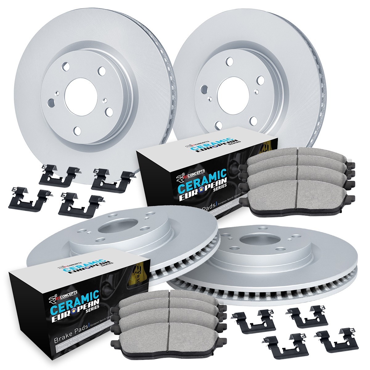 WDTH2-10913 R1 Concepts Brake Disc and Pad Kits 4-Wheel Set Front & Rear for GT