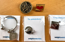 Weight Watchers New Keychain 5 4 mo charms, heart pin Vintage Pin 5 stones