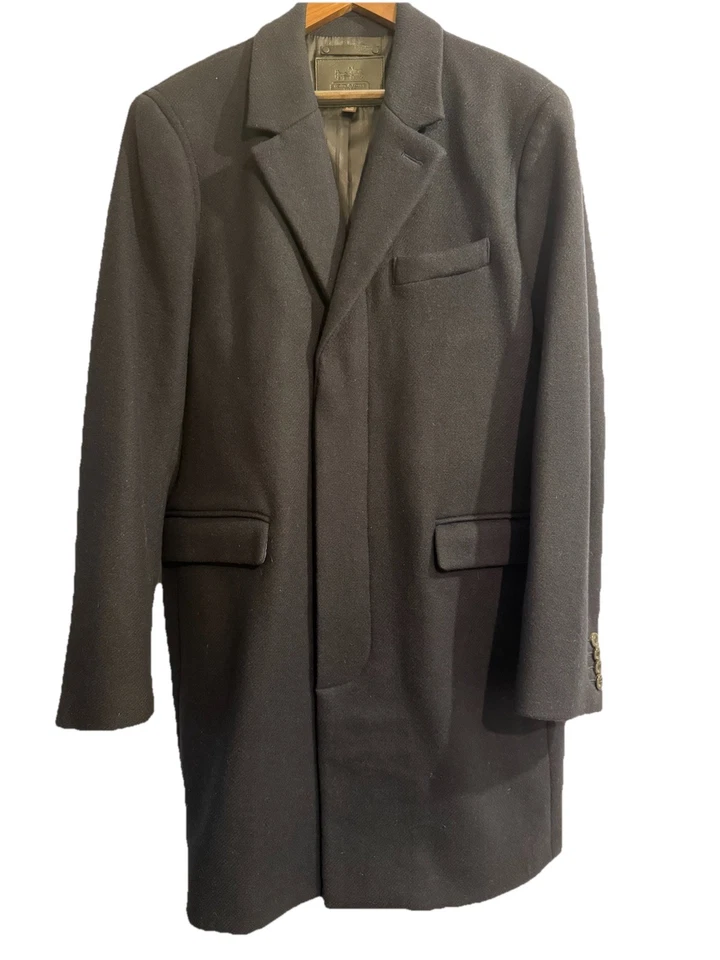 COACH Long Overcoat Crosby Chesterfield Wool/Angora Blend Black Men Size XL - Image 2 of 4