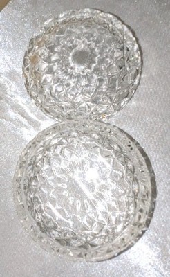 Cut Crystal Jewelry Box Round Trinket Lidded Two Matching Halves