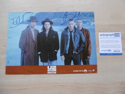 U2 "Bono & Edge" Autogramme signed A4 Lobbycard "Rattle And Run The Movie" ACOA