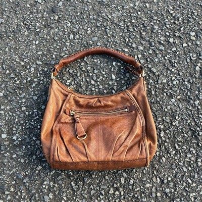 Archive Brown Leather Shoulder Bag, 00s Y2K Vintage Used Archive Brown Leather Shoulder Bag, 00s Y2K Vintage Used