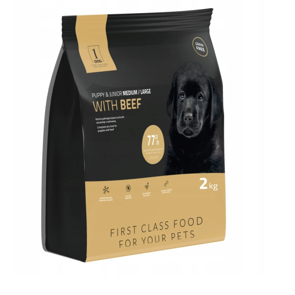 Welpenfutter Trockenfutter Hund 2kg Getreidefreies Hundefutter mit Rind 1DOG - Bild 4 von 4