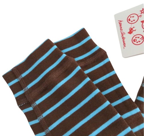 New NWT Girls Hanna Andersson Brown & Blue Striped Cotton Leggings 100 4 4T - Picture 2 of 5