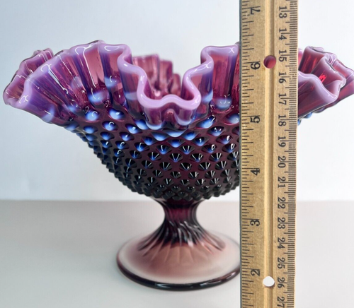 Fenton Dark Plum opalisierend Schuhnagel großes Kompott - 10" ca. 1960er - Bild 9 von 9