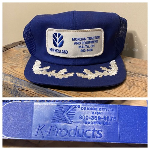 Vintage 70s 80s K Products New Holland Patch Mesh Snapback Trucker Hat Malta OH - Picture 1 of 12
