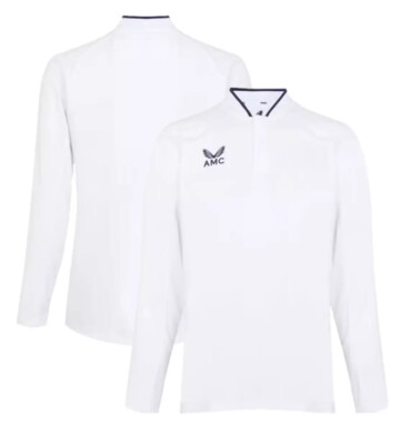 Castore Sportswear Poloshirt Herren AMC Tennis LS Weiß Top - Neu Gr. XL