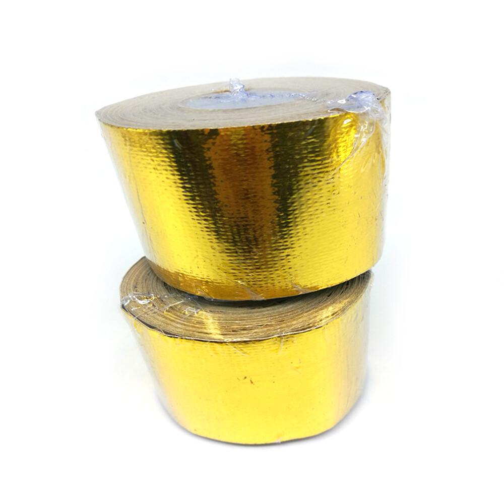 1X Adhesive Reflective Wrap Gold Heat Shield Tape Thermal Car Engine 2