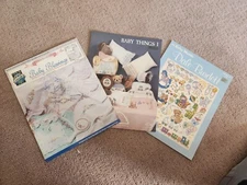 cross stitch leaflet/pattern, baby bibs, samplers