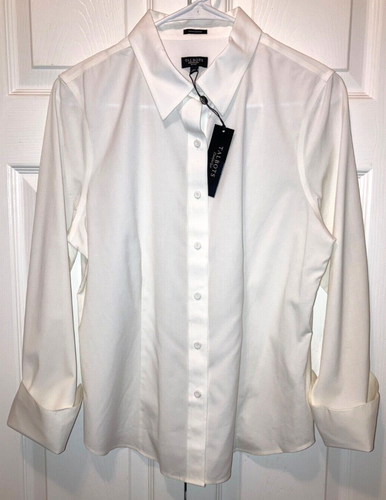 NEW $69 TAG Talbots Woman's White Wrinkle Resistant Blouse Sz 12P